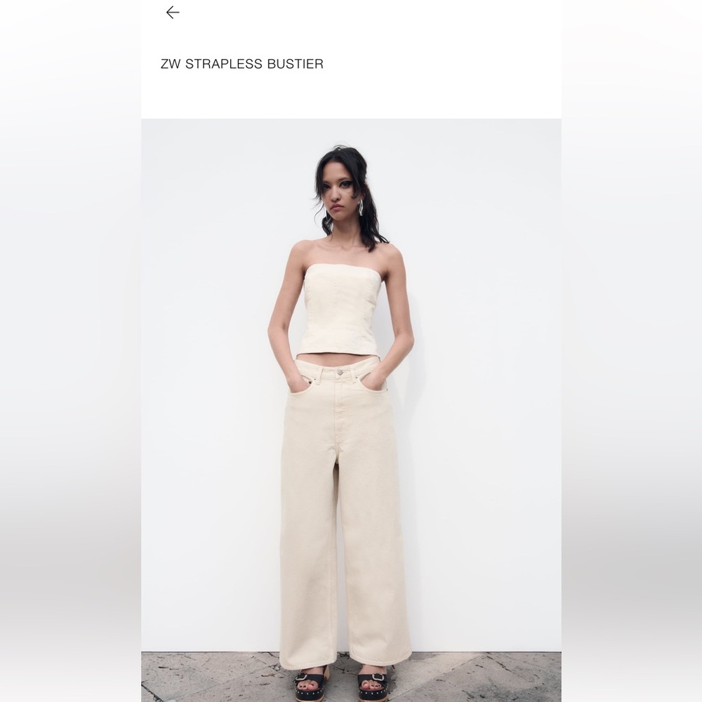Zara denim strapless bustier top